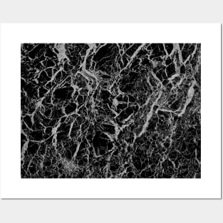 Black & White Marble Texture Posters and Art